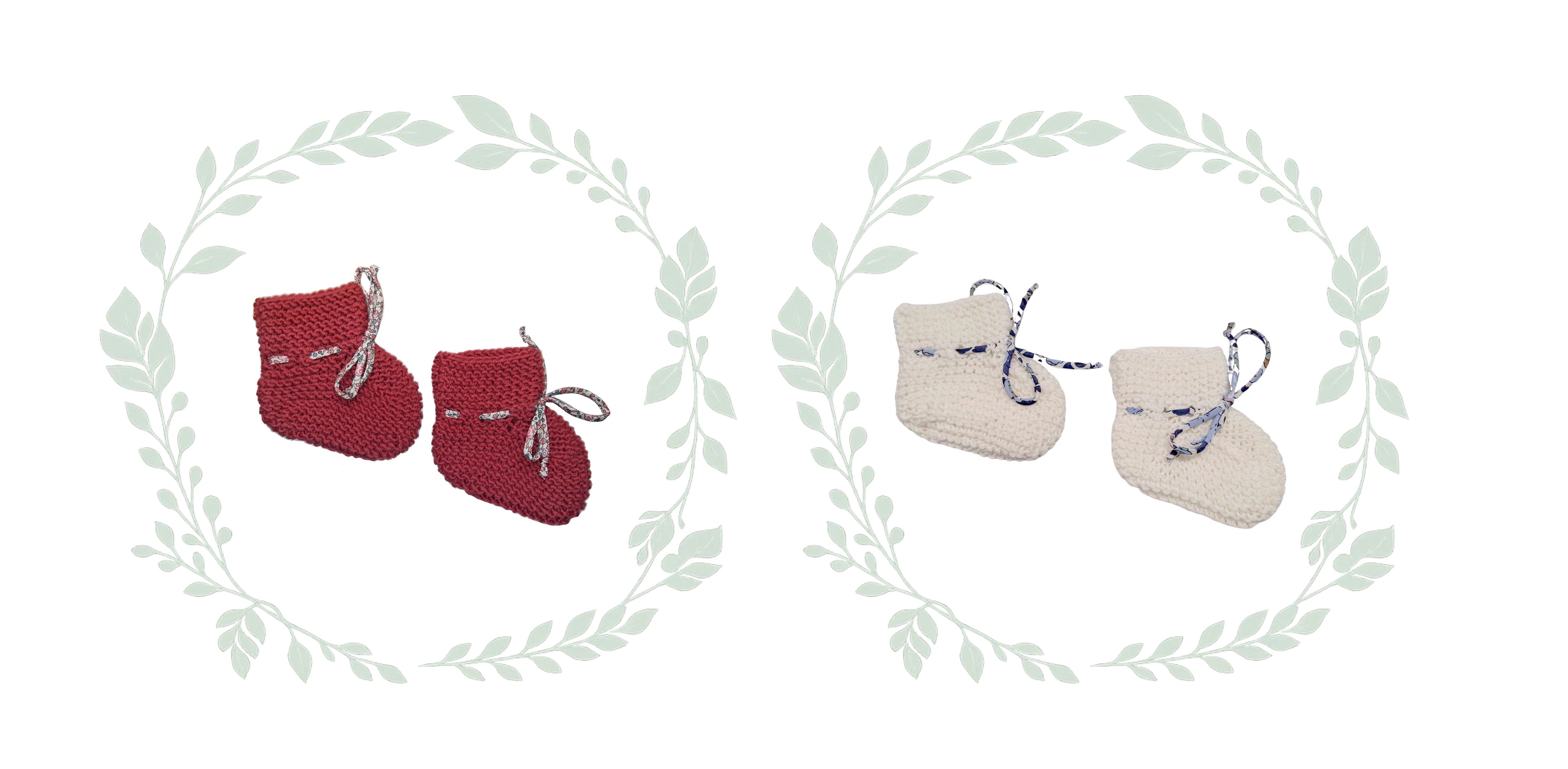 Coffret chaussons bébé en laine mérinos – Naissance 0–3 mois