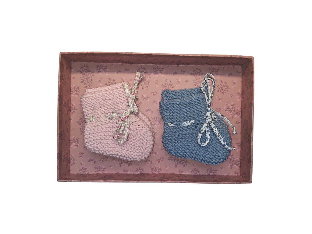 Coffret chaussons bébé en laine mérinos – Naissance 0–3 mois