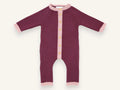 Combinaison bébé en tricot - Inès prune & rose