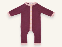 Combinaison bébé en tricot - Iris rose & prune