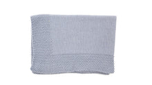 couverture préma bleu gris en laine mérinos tricotée en france