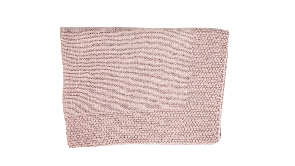 couverture préma rose en laine mérinos tricotée en france
