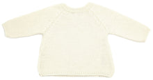 Vue de dos d’une brassière bébé en laine mérinos ecru