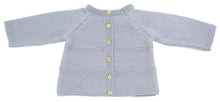 Vue de dos d’une brassière bébé en laine mérinos gris-bleu