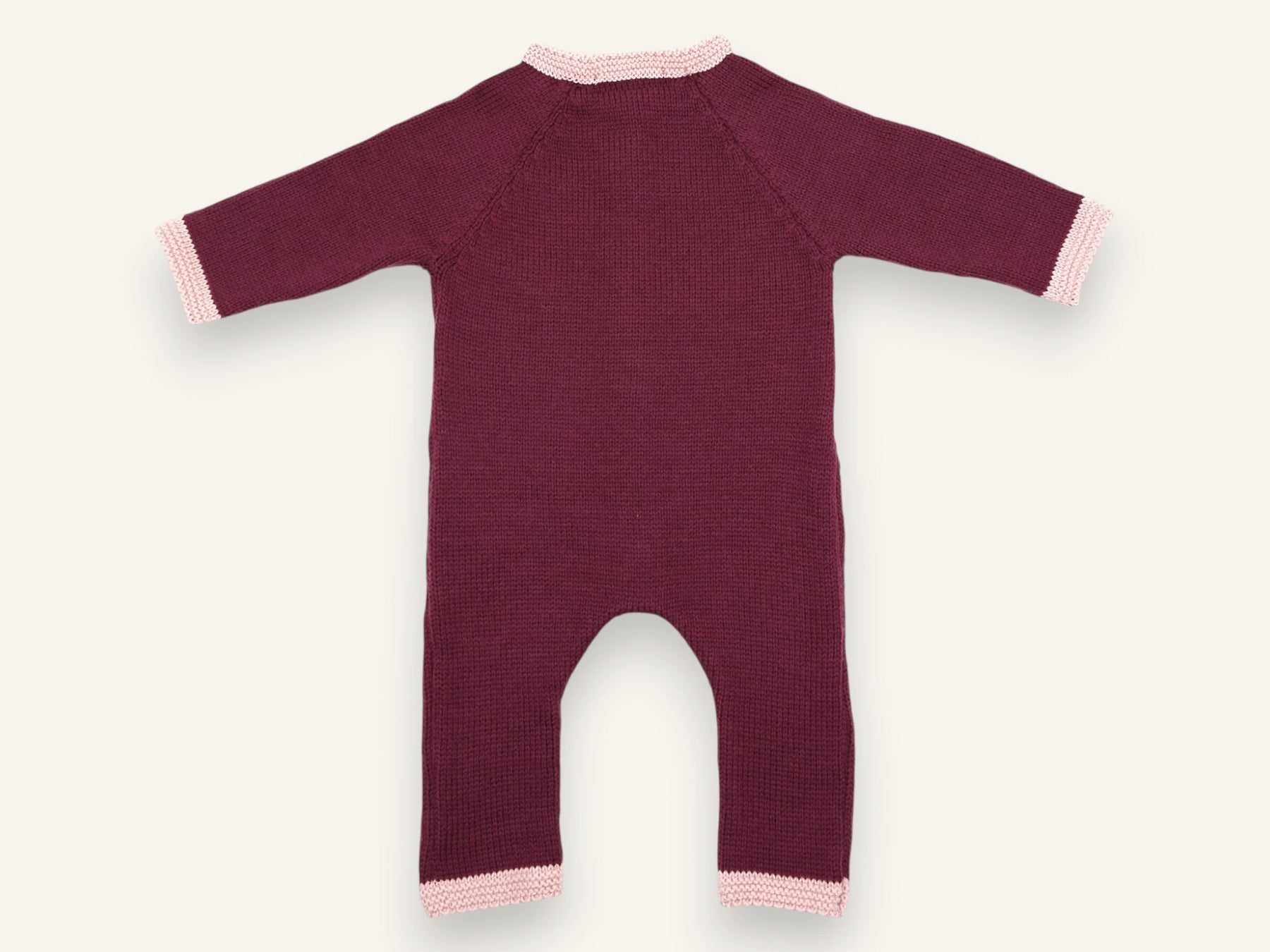 Combinaison bébé en tricot - Inès prune & rose