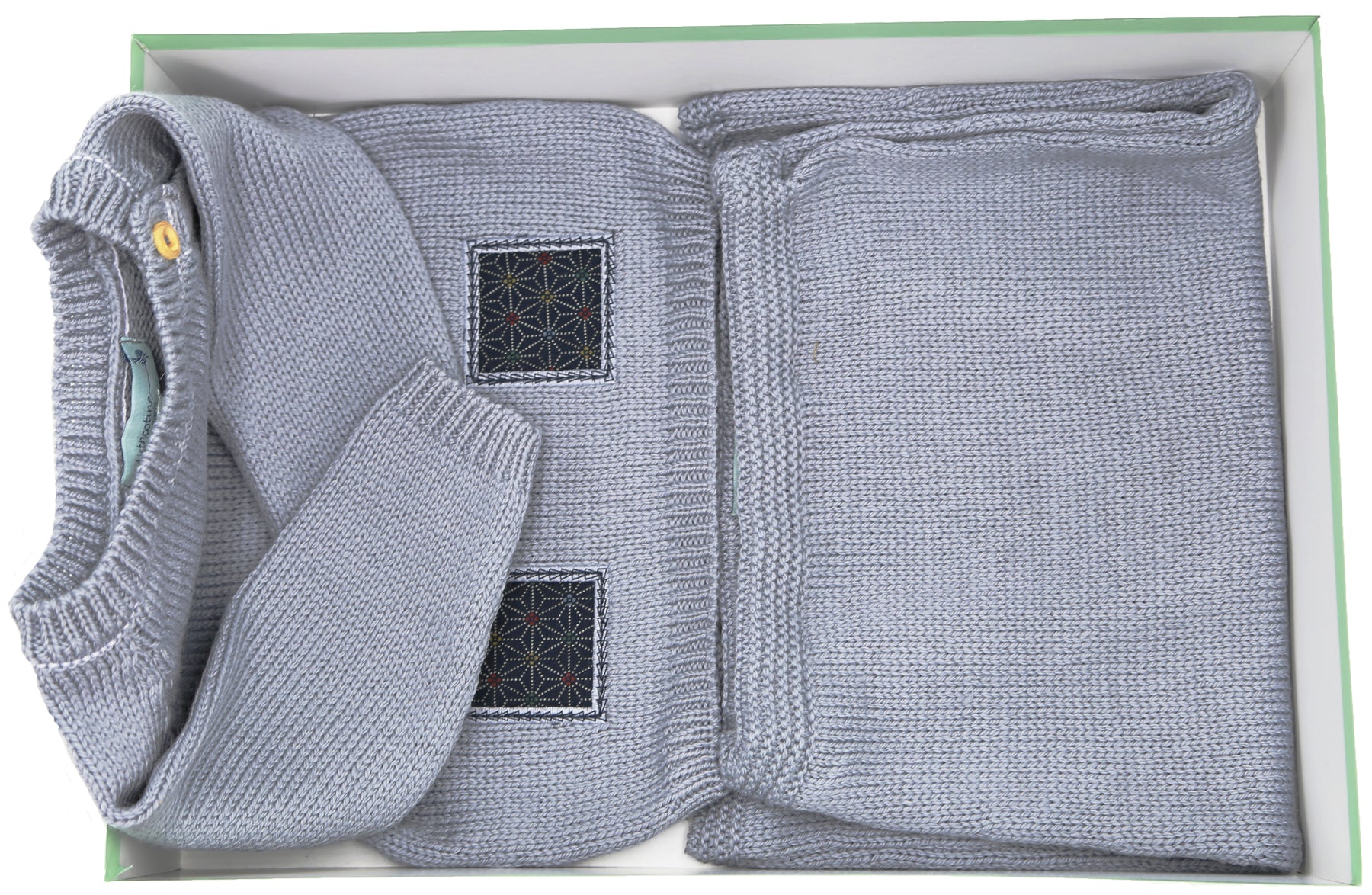 Ensemble bébé en tricot - Babou gris-bleu