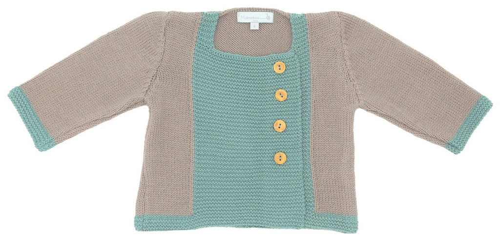 Ensemble Bébé Harmonie taupe & vert laine mérinos