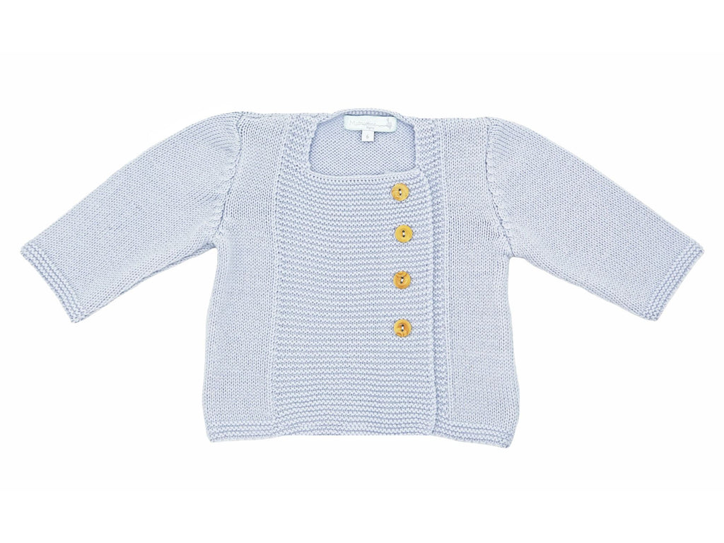 Gilet bébé en laine mérinos lilas, tricoté en France