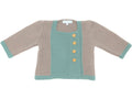 Gilet bébé laine mérinos - Tichat taupe & vert