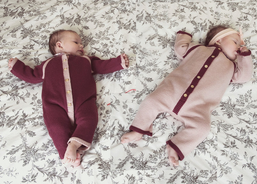 Combinaison bébé Iris rose laine mérinos