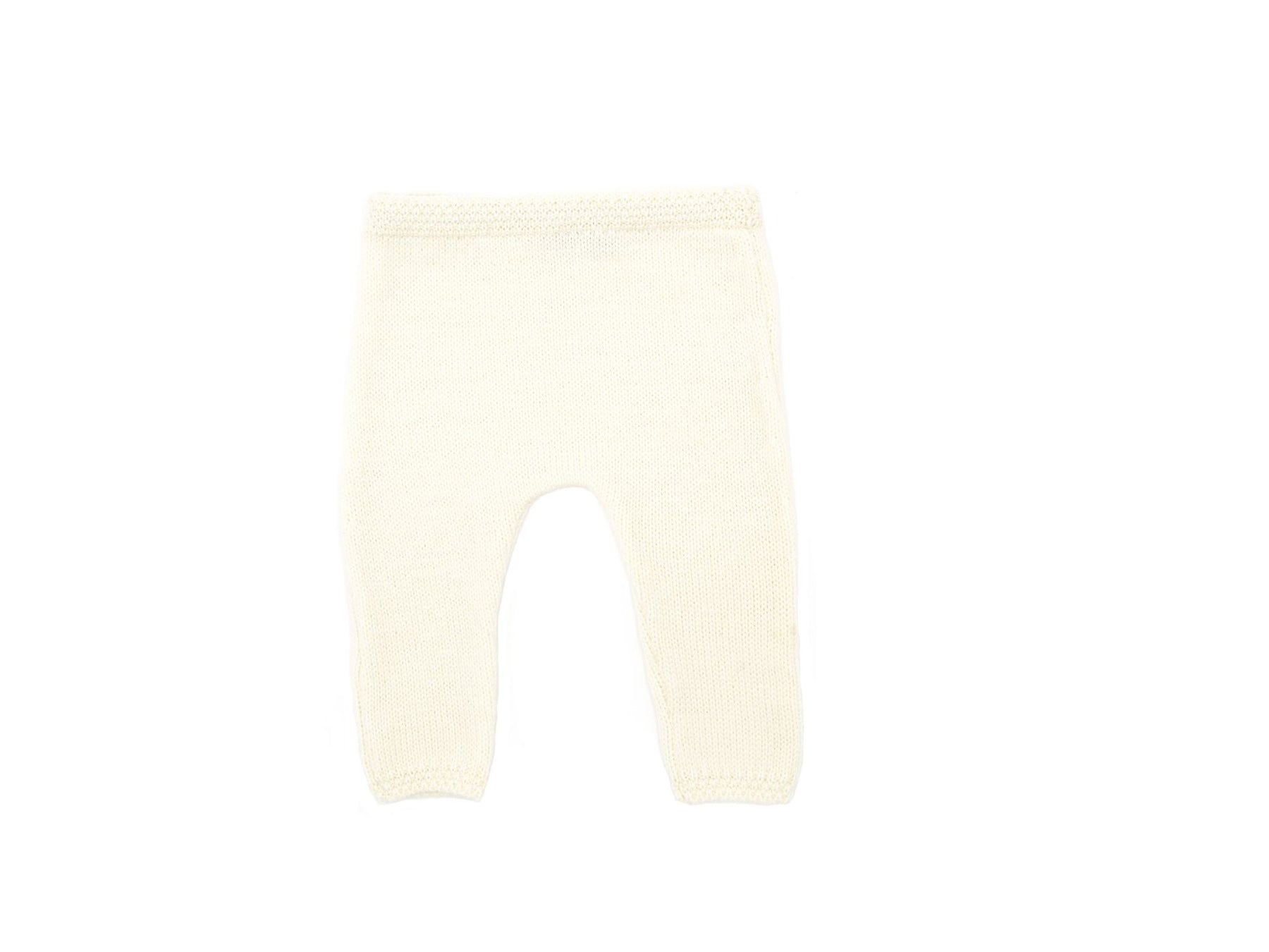 Pantalon bébé en laine mérinos écru, tricoté en France
