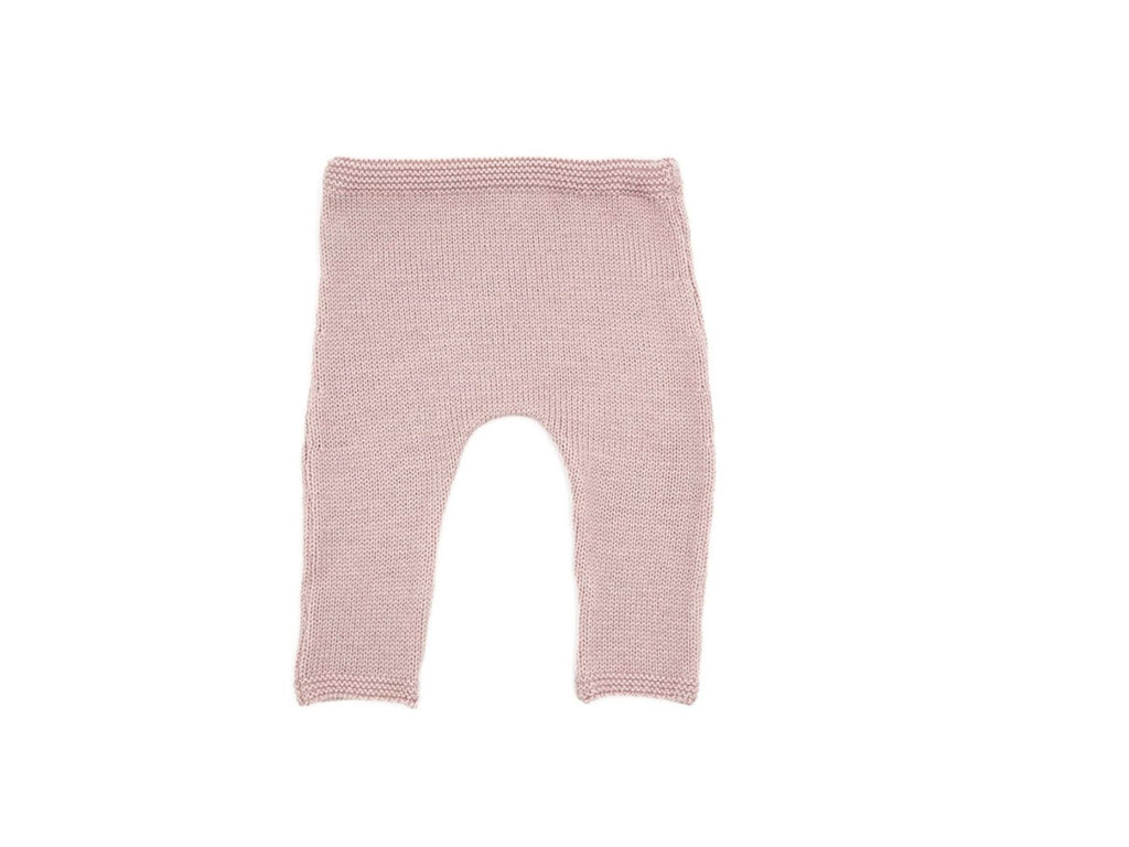 Pantalon bébé en laine mérinos rose, tricoté en France