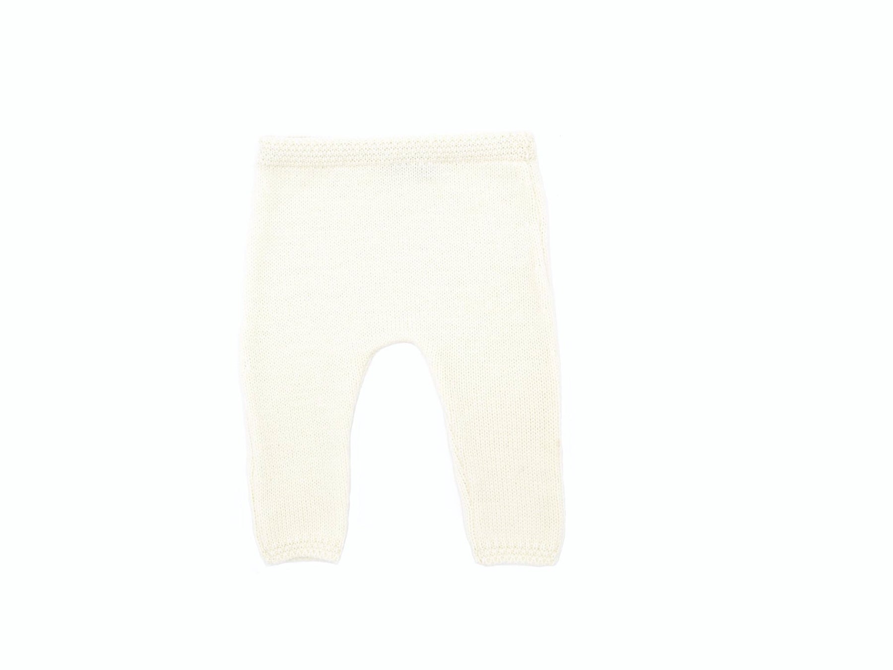 Pantalon bébé en tricot laine mérinos écru. Made in France 