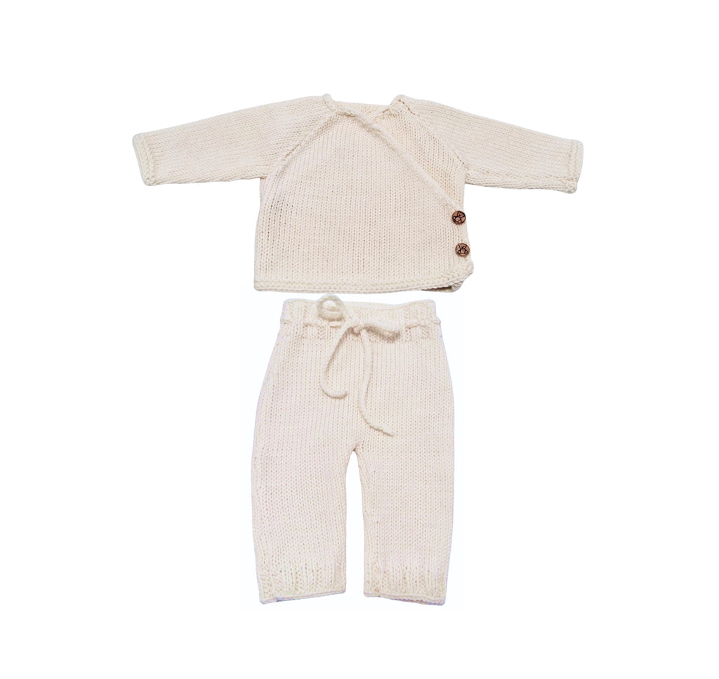 Merino wool newborn outfit – Mini Pouce ecru