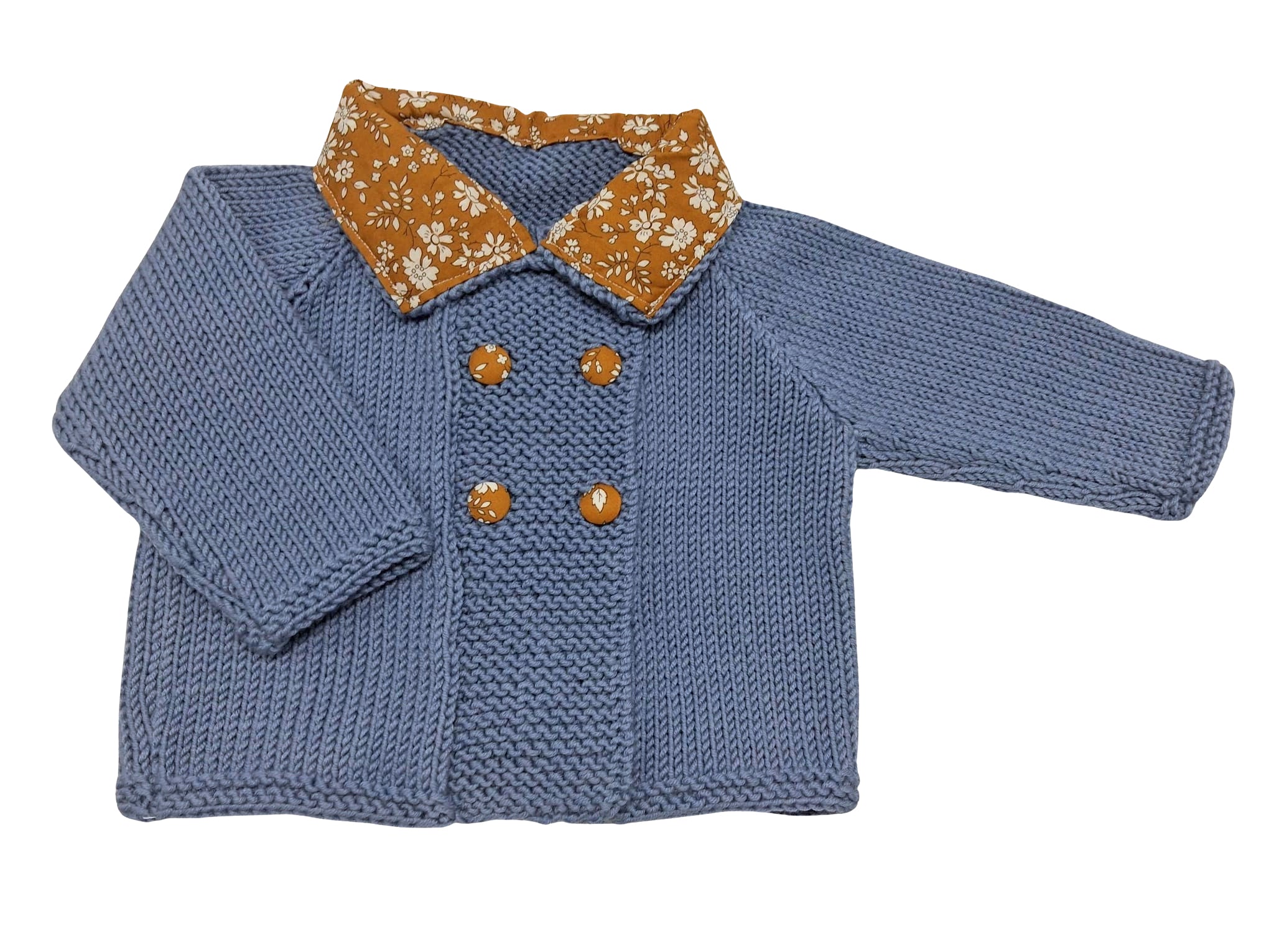 Ensemble bébé en laine mérinos - Emma bleu