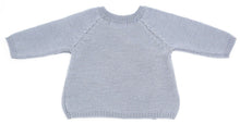 Vue de dos d’une brassière prématuré en laine mérinos gris-bleu