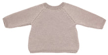 Vue de dos d’une brassière prématuré en laine mérinos taupe